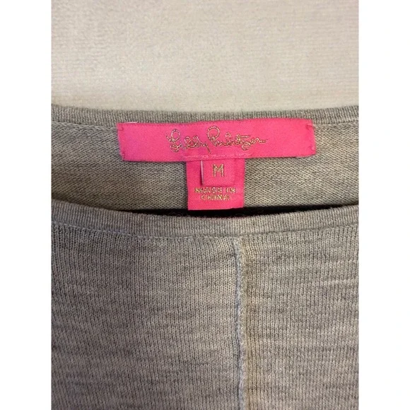 Lilly Pulitzer Gray Lightweight Knit Sweater Pockets Long Sleeve Women's M - Picture 4 of 7
